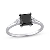 Thumbnail Image 0 of Black & White Diamond Engagement Ring 1-1/2 ct tw Princess & Round-cut 14K White Gold