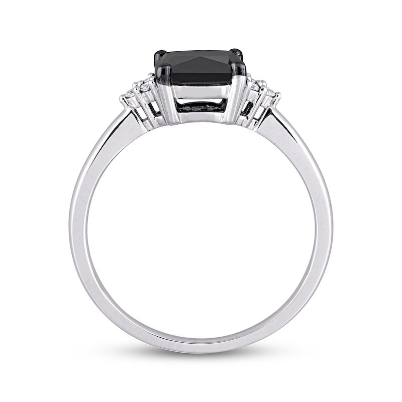 Black & White Diamond Engagement Ring 1-1/2 ct tw Princess & Round-cut 14K White Gold