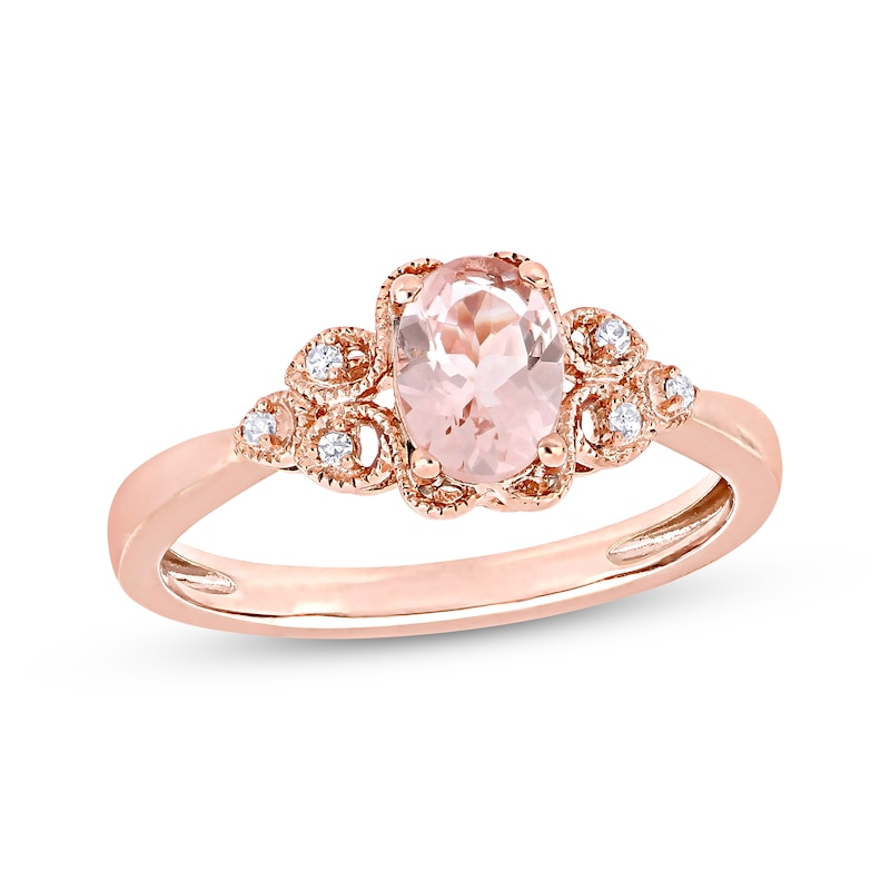 Morganite & Diamond Engagement Ring 10K Rose Gold