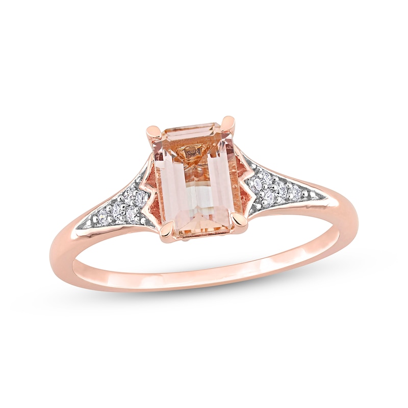 Morganite & Diamond Engagement Ring 1/10 ct tw Round-cut 10K Rose Gold