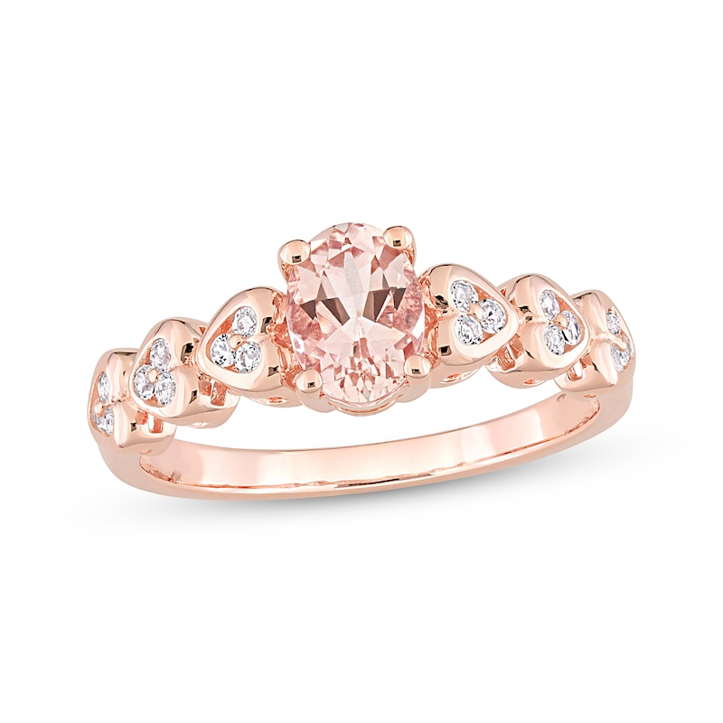 Morganite & Diamond Heart Engagement Ring 10K Rose Gold