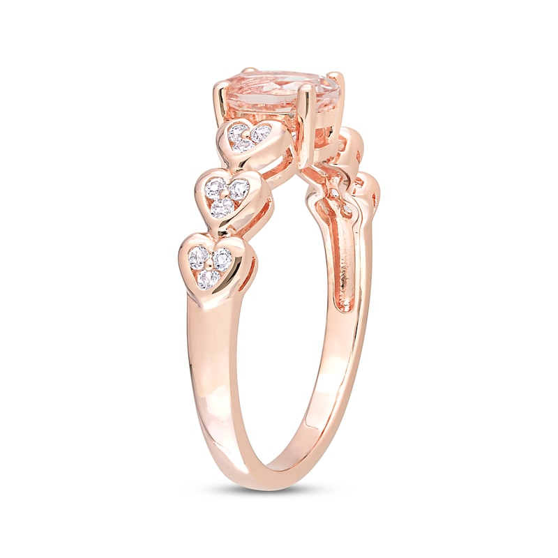 Morganite & Diamond Heart Engagement Ring 10K Rose Gold
