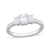 Thumbnail Image 0 of Diamond Three-Stone Engagement Ring 7/8 ct tw Emerald & Round-cut 14K White Gold
