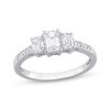 Thumbnail Image 0 of Diamond Three-Stone Engagement Ring 7/8 ct tw Emerald & Round-cut 14K White Gold