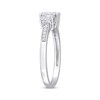 Thumbnail Image 1 of Diamond Three-Stone Engagement Ring 7/8 ct tw Emerald & Round-cut 14K White Gold