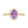 Thumbnail Image 2 of Amethyst & Diamond Oval Halo Engagement Ring 1/3 ct tw Round-cut 14K Yellow Gold