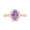 Thumbnail Image 3 of Now + Forever Amethyst & Diamond Oval Halo Engagement Ring 1/3 ct tw Round-cut 14K Yellow Gold