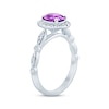 Thumbnail Image 2 of Now + Forever Amethyst & Diamond Oval Halo Engagement Ring 1/3 ct tw Round-cut 14K White Gold