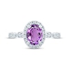 Thumbnail Image 2 of Amethyst & Diamond Oval Halo Engagement Ring 1/3 ct tw Round-cut 14K White Gold