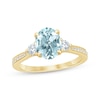 Thumbnail Image 0 of Aquamarine & Diamond Oval Engagement Ring 1/3 ct tw Round-cut 14K Yellow Gold