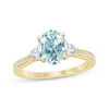 Thumbnail Image 1 of Now + Forever Aquamarine & Diamond Oval Engagement Ring 1/3 ct tw Round-cut 14K Yellow Gold
