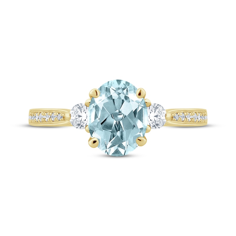 Aquamarine & Diamond Oval Engagement Ring 1/3 ct tw Round-cut 14K Yellow Gold