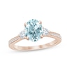 Thumbnail Image 0 of Aquamarine & Diamond Oval Engagement Ring 1/3 ct tw Round-cut 14K Rose Gold