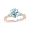 Thumbnail Image 1 of Now + Forever Aquamarine & Diamond Oval Engagement Ring 1/3 ct tw Round-cut 14K Rose Gold