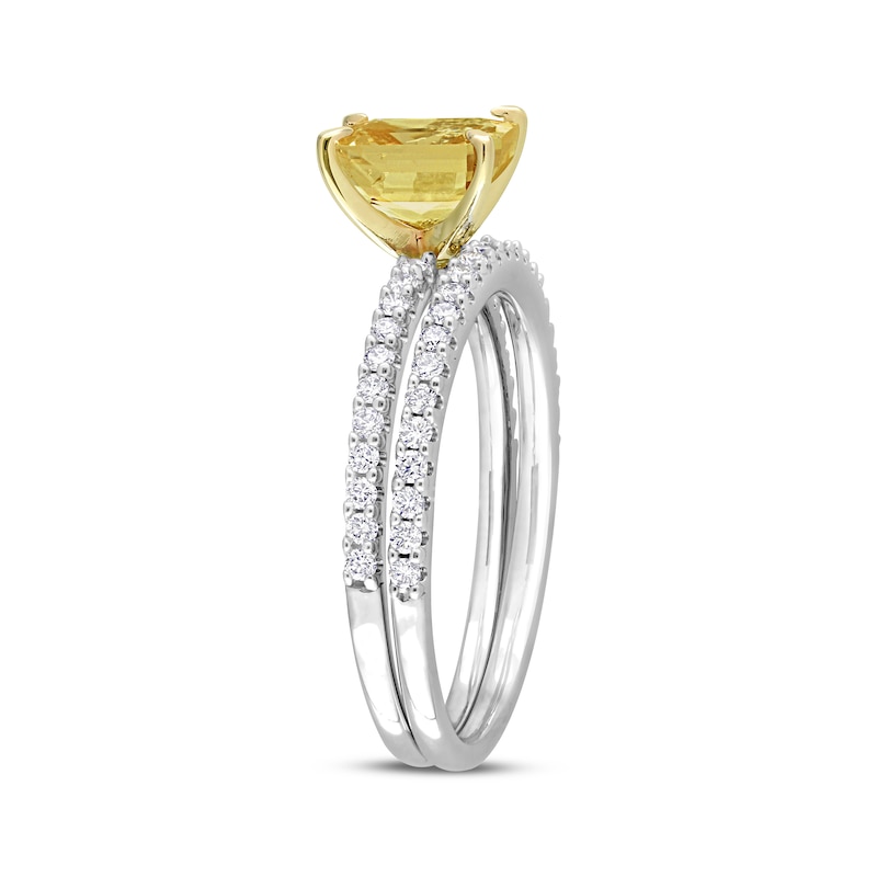 Citrine & Diamond Bridal Set 1/3 ct tw Round-cut 14K White Gold