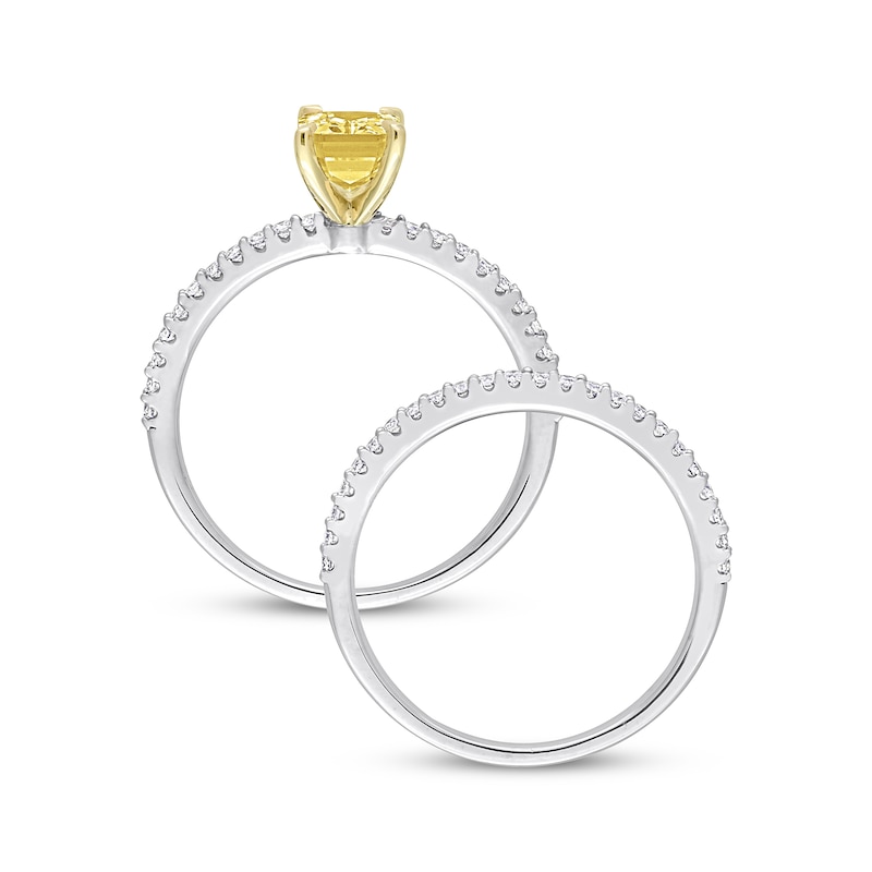 Citrine & Diamond Bridal Set 1/3 ct tw Round-cut 14K White Gold