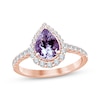 Thumbnail Image 1 of Now + Forever Amethyst & Diamond Engagement Ring 1/2 ct tw Pear & Round-cut 10K Rose Gold
