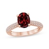 Thumbnail Image 0 of Garnet & Diamond Engagement Ring 1/5 ct tw Oval & Round-cut 10K Rose Gold