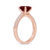 Thumbnail Image 1 of Garnet & Diamond Engagement Ring 1/5 ct tw Oval & Round-cut 10K Rose Gold