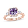 Thumbnail Image 0 of Amethyst & Diamond Engagement Ring 3/8 ct tw Cushion & Round-cut 10K Rose Gold