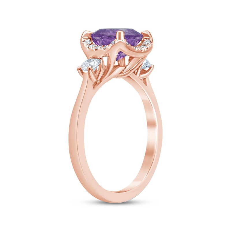 Main Image 2 of Now + Forever Amethyst & Diamond Engagement Ring 3/8 ct tw Cushion & Round-cut 10K Rose Gold