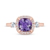 Thumbnail Image 2 of Amethyst & Diamond Engagement Ring 3/8 ct tw Cushion & Round-cut 10K Rose Gold