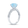 Thumbnail Image 1 of Aquamarine & Diamond Engagement Ring 1/4 ct tw Oval & Round-cut 10K White Gold