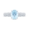 Thumbnail Image 2 of Aquamarine & Diamond Engagement Ring 1/4 ct tw Oval & Round-cut 10K White Gold