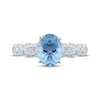 Thumbnail Image 3 of Aquamarine & Diamond Engagement Ring 1/4 ct tw Oval & Round-cut 10K White Gold