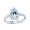 Thumbnail Image 0 of Aquamarine & Diamond Engagement Ring 1/2 ct tw Pear & Round-cut 10K White Gold
