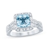 Thumbnail Image 0 of Aquamarine & Diamond Engagement Ring 1/2 ct tw Square-cut, Baguette & Round-cut 10K White Gold