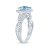 Thumbnail Image 1 of Aquamarine & Diamond Engagement Ring 1/2 ct tw Square-cut, Baguette & Round-cut 10K White Gold