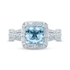 Thumbnail Image 2 of Aquamarine & Diamond Engagement Ring 1/2 ct tw Square-cut, Baguette & Round-cut 10K White Gold