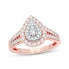 Thumbnail Image 0 of Multi-Diamond Center Pear Engagement Ring 1/3 ct tw Round-cut 10K Rose Gold