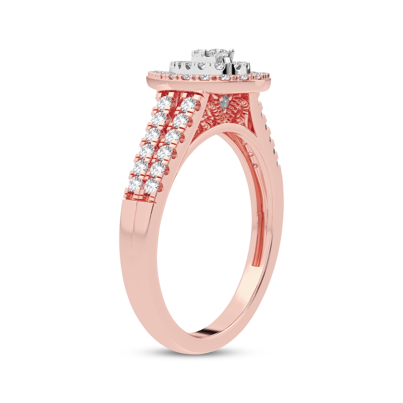 Multi-Diamond Center Pear Engagement Ring 1/3 ct tw Round-cut 10K Rose Gold