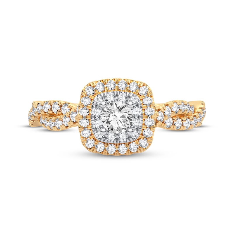 Main Image 3 of Now + Forever Diamond Cushion Engagement Ring 1/3 ct tw Round-cut 10K Yellow Gold