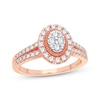 Thumbnail Image 0 of Multi-Diamond Center Oval Engagement Ring 1/3 ct tw Round-cut 10K Rose Gold