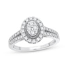 Thumbnail Image 0 of Multi-Diamond Center Oval Halo Engagement Ring 1/3 ct tw Round-cut 10K White Gold