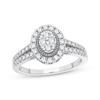 Thumbnail Image 1 of Now + Forever Multi-Diamond Center Oval Halo Engagement Ring 1/3 ct tw Round-cut 10K White Gold