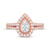 Thumbnail Image 3 of Now + Forever Multi-Diamond Center Pear Milgrain Engagement Ring 1/3 ct tw Round-cut 10K Rose Gold