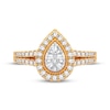 Thumbnail Image 2 of Multi-Diamond Center Pear Milgrain Engagement Ring 1/3 ct tw Round-cut 10K Yellow Gold