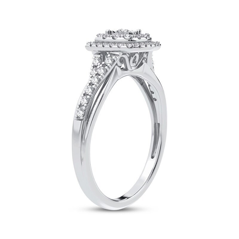 Main Image 2 of Now + Forever Multi-Diamond Cushion Engagement Ring 1/3 ct tw Round-cut 10K White Gold
