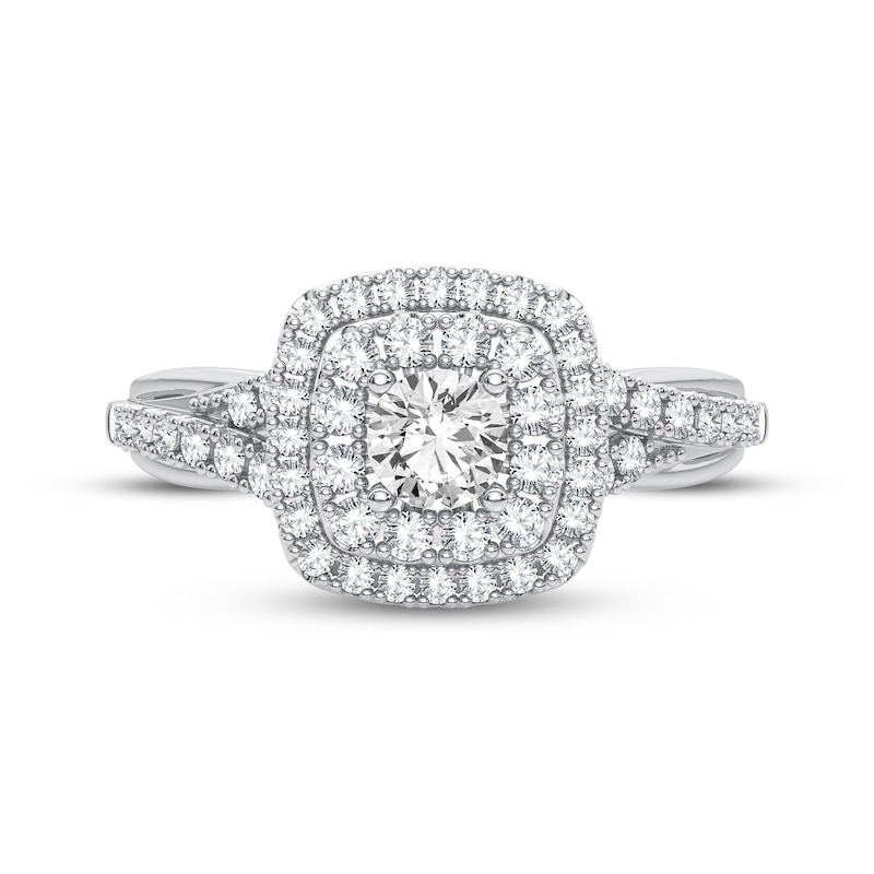 Main Image 3 of Now + Forever Multi-Diamond Cushion Engagement Ring 1/3 ct tw Round-cut 10K White Gold