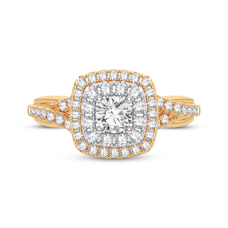 Main Image 3 of Now + Forever Diamond Cushion Engagement Ring 1/3 ct tw Round-cut 10K Yellow Gold