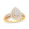Thumbnail Image 0 of Multi-Diamond Center Pear Double Halo Ring 1/3 ct tw Round-cut 10K Yellow Gold