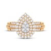 Thumbnail Image 2 of Multi-Diamond Center Pear Double Halo Ring 1/3 ct tw Round-cut 10K Yellow Gold
