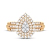 Thumbnail Image 2 of Multi-Diamond Center Pear Double Halo Ring 1/3 ct tw Round-cut 10K Yellow Gold