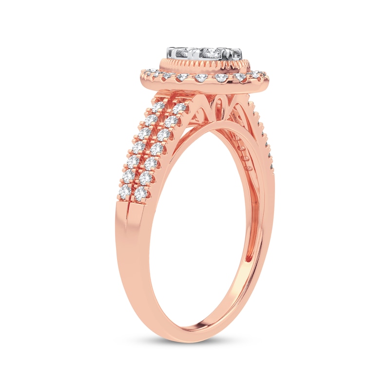 Multi-Diamond Center Pear Engagement Ring 3/8 ct tw Round-cut 10K Rose Gold