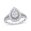 Thumbnail Image 0 of Multi-Diamond Center Pear Halo Engagement Ring 3/8 ct tw Round-cut 10K White Gold