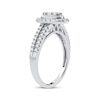 Thumbnail Image 1 of Multi-Diamond Center Pear Halo Engagement Ring 3/8 ct tw Round-cut 10K White Gold